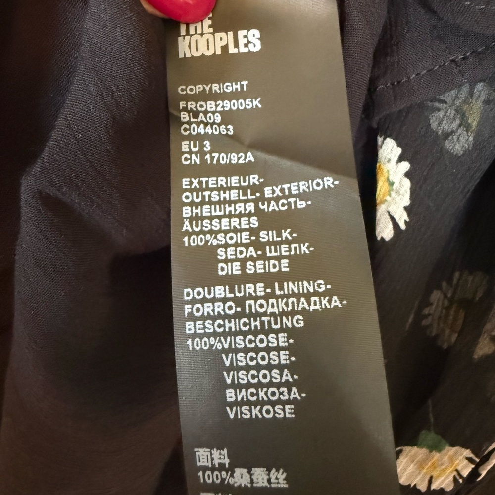 THE KOOPLES Black Daisy Floral Print Silk Cocktail Dress NWT 3 Large $595 - Picture 9 of 10